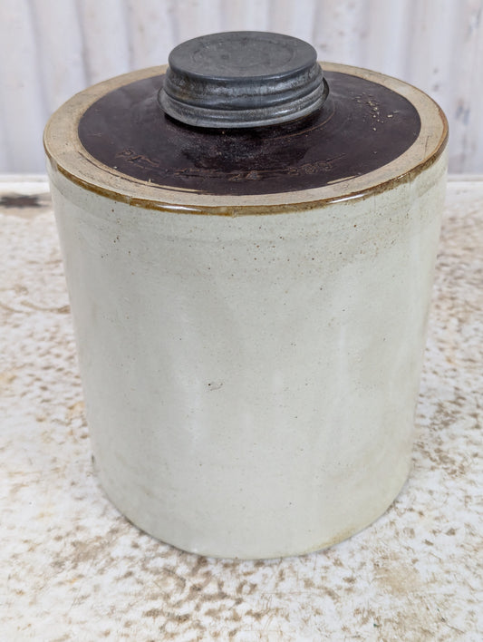 Antique Fruit Canning Crock with Lid
