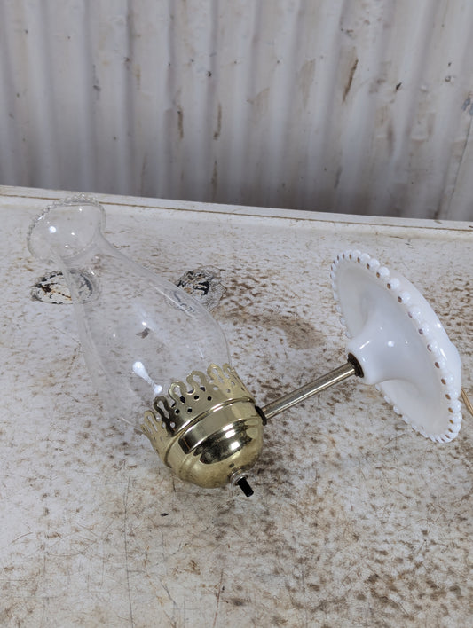 Vintage Wall Sconce with White Porcelain Base