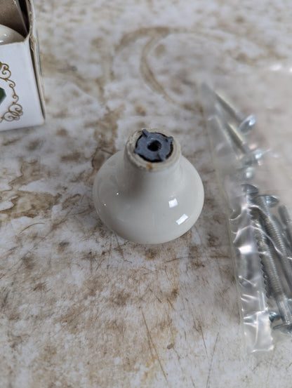 Vintage Gainsborough Porcelain Cupboard Knobs Drawer Pulls in Box - New Old Stock