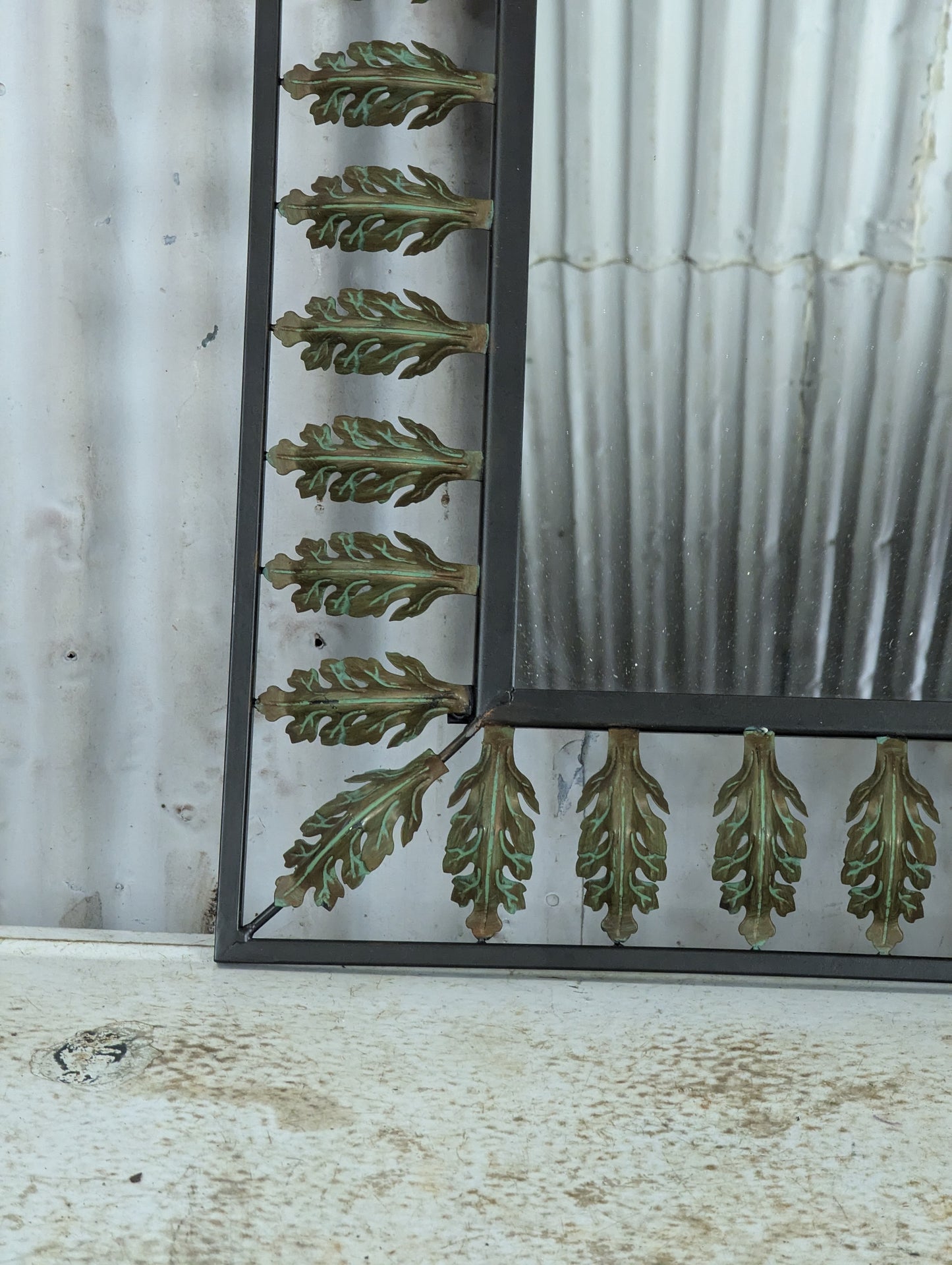 Mirror with Metal Frame & Leaves