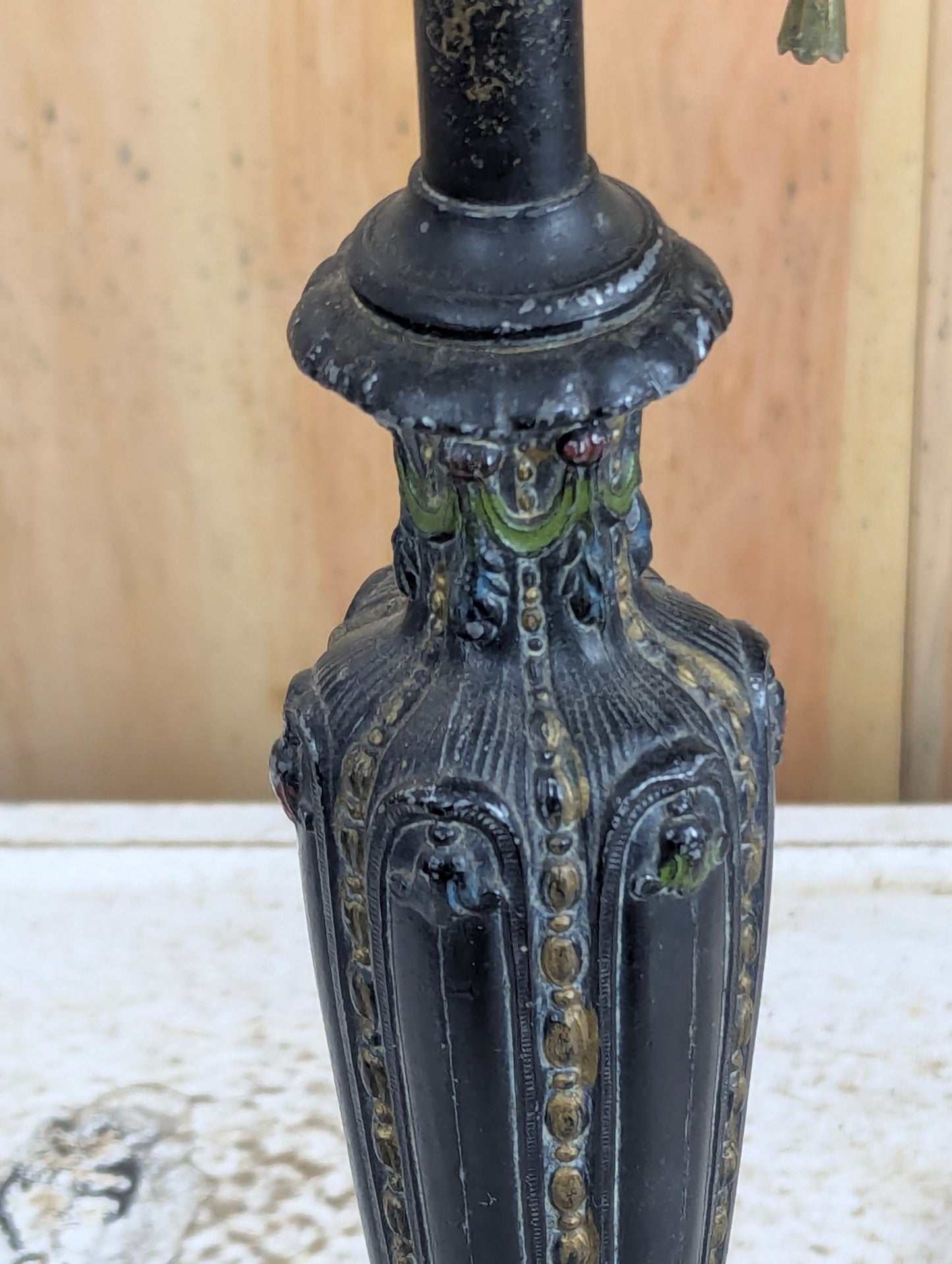 Antique Cast Metal Art Nouveau Lamp Base