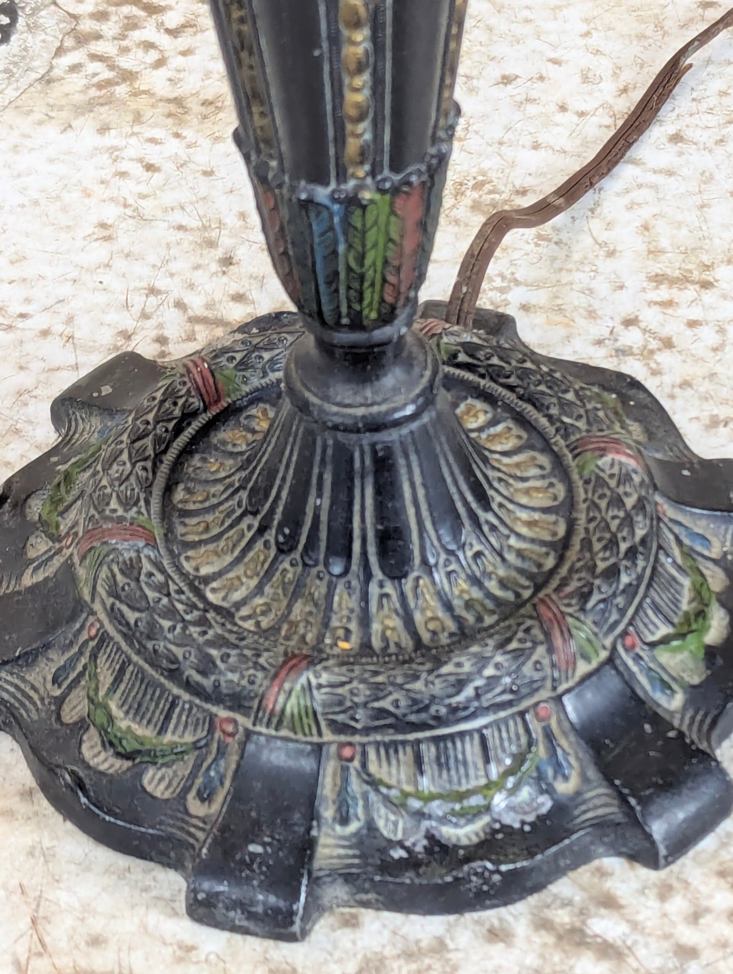 Antique Cast Metal Art Nouveau Lamp Base