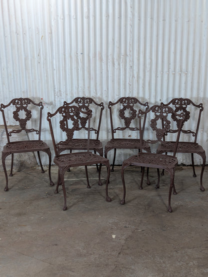 Vintage Hauser Hollywood Regency Patio Glass Topped Table with 6 Chairs