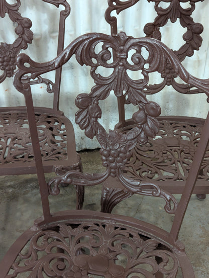 Vintage Hauser Hollywood Regency Patio Glass Topped Table with 6 Chairs