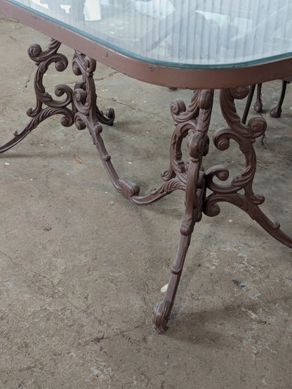 Vintage Hauser Hollywood Regency Patio Glass Topped Table with 6 Chairs