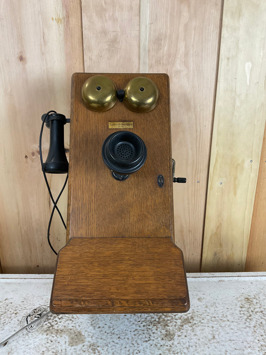 Working Antique Northern Electric Wooden Wall Phone