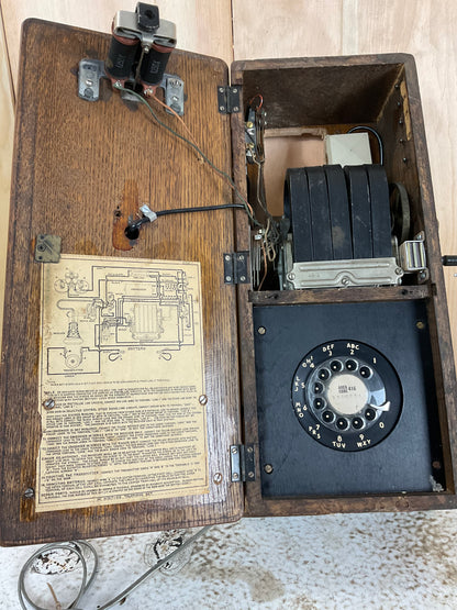 Working Antique Northern Electric Wooden Wall Phone