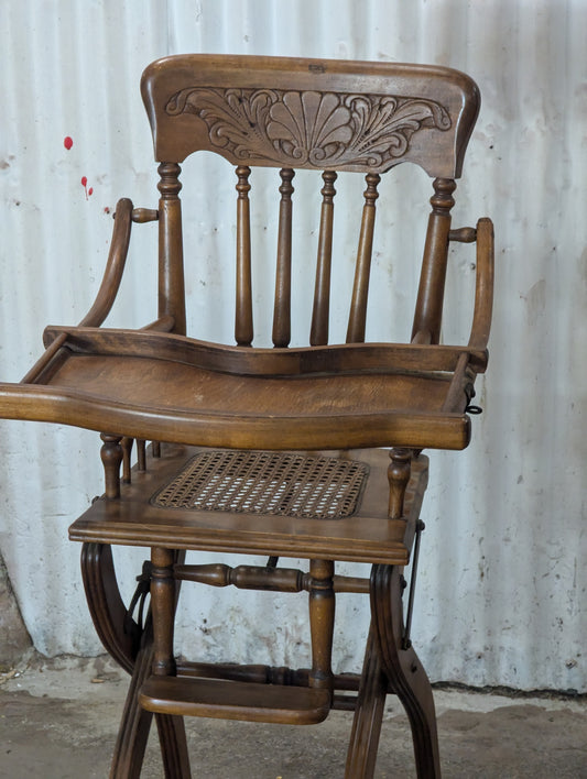 Antique Oak Combo Highchair and Stroller