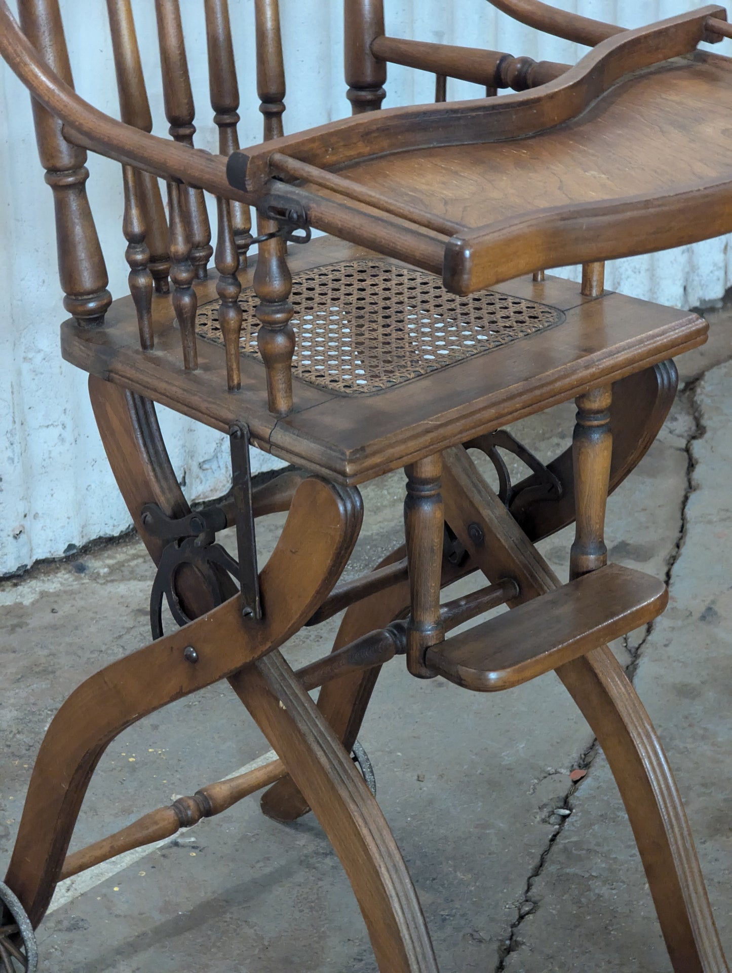 Antique Oak Combo Highchair and Stroller