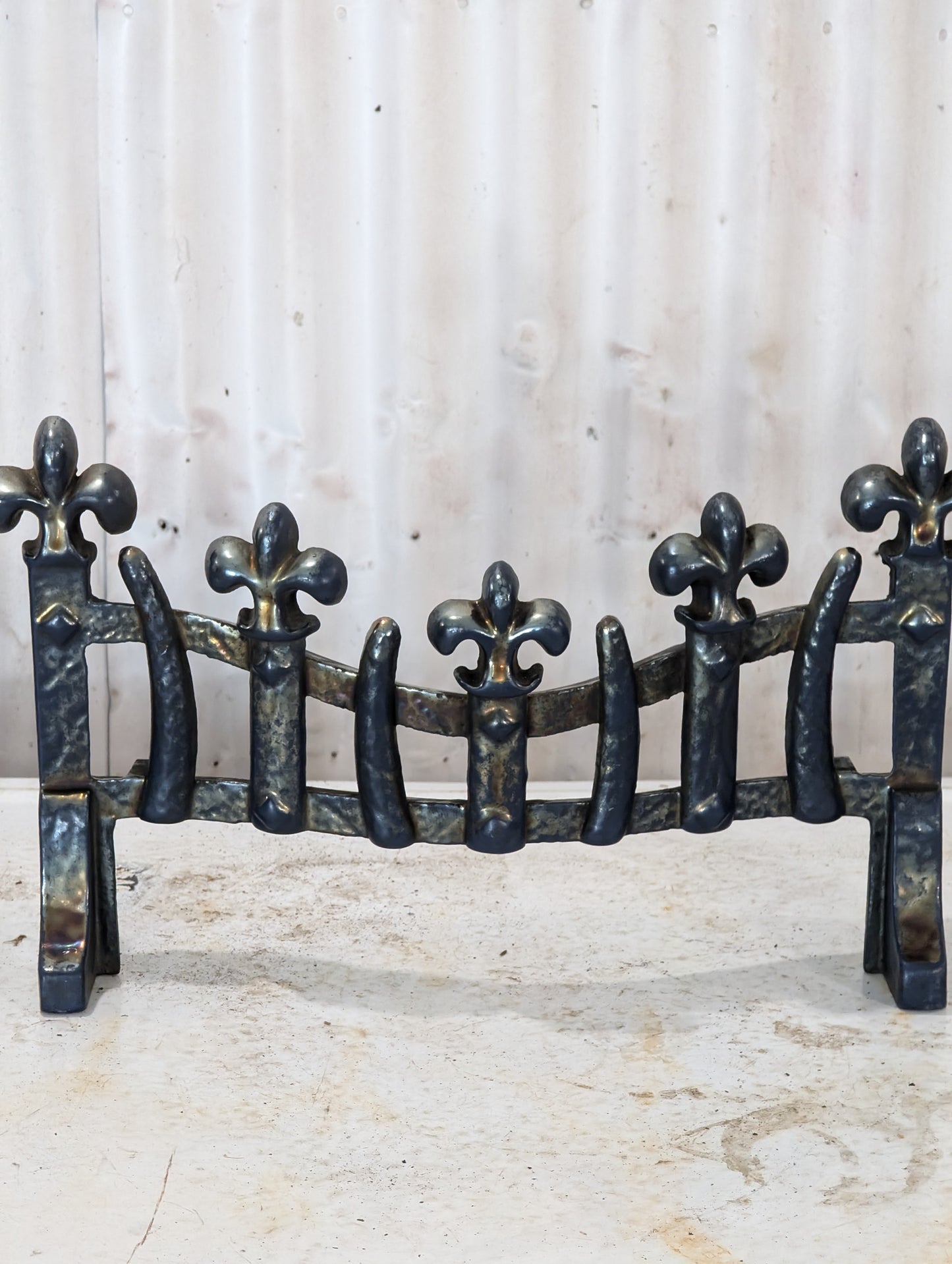 Antique Cast Iron Fleur de Lis Fireplace Fret