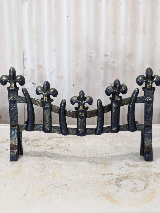 Antique Cast Iron Fleur de Lis Fireplace Fret