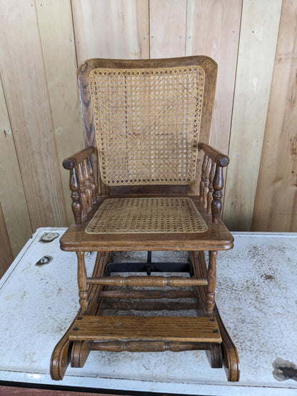 Antique Oak/Wicker Combo Highchair Rocker