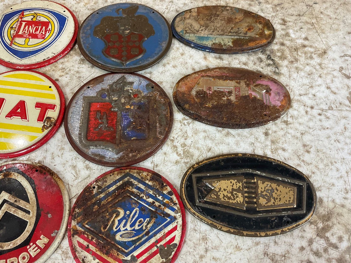 Lot of 1950’s Vintage Wheaties Cereal Car Emblem Badge Tin Signs
