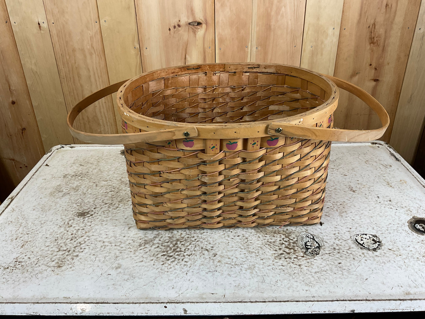 Wicker Basket with Wooden Handles