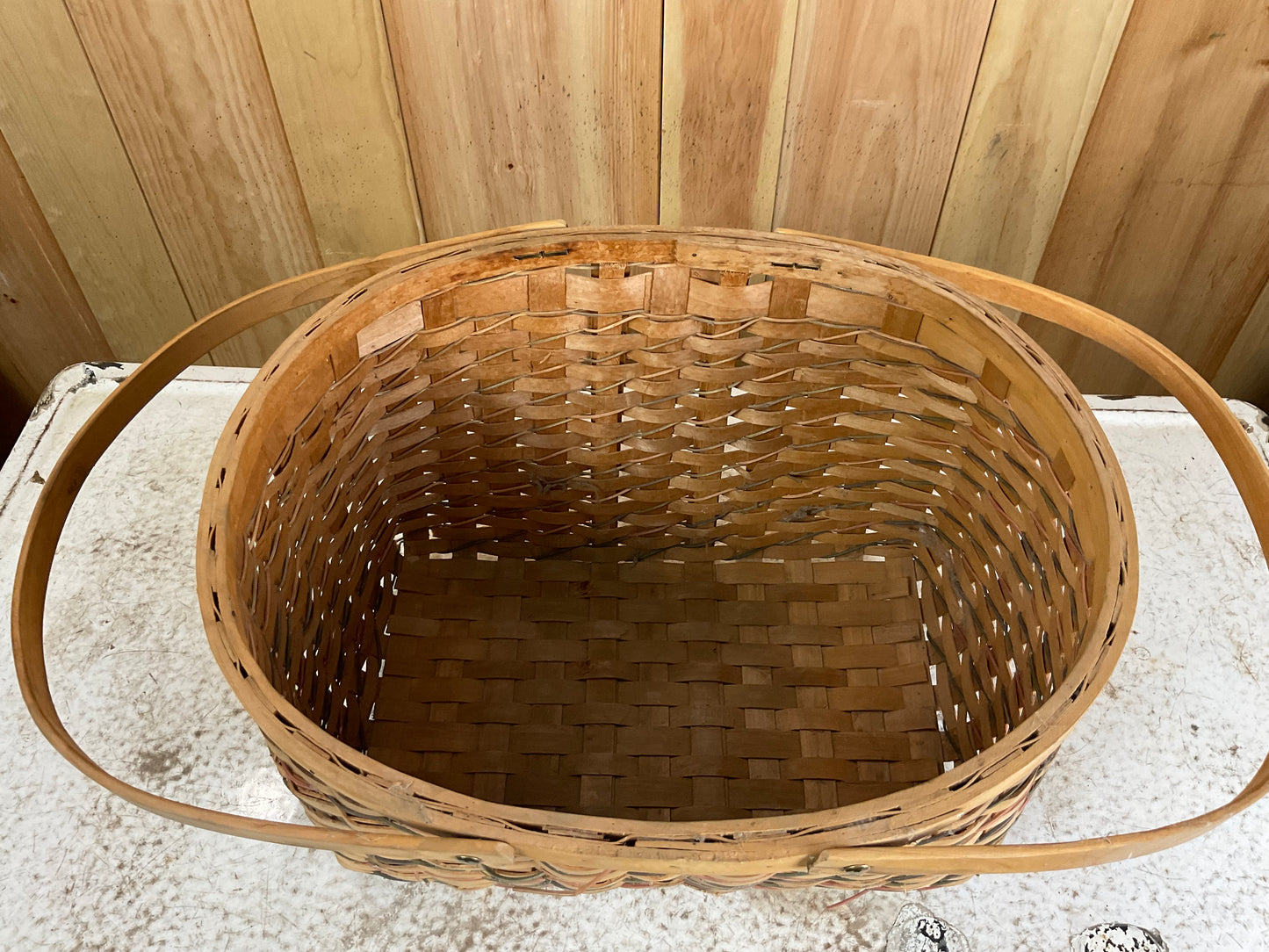 Wicker Basket with Wooden Handles