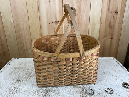 Wicker Basket with Wooden Handles