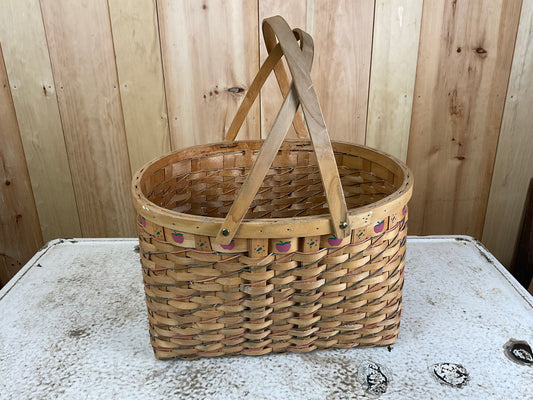 Wicker Basket with Wooden Handles