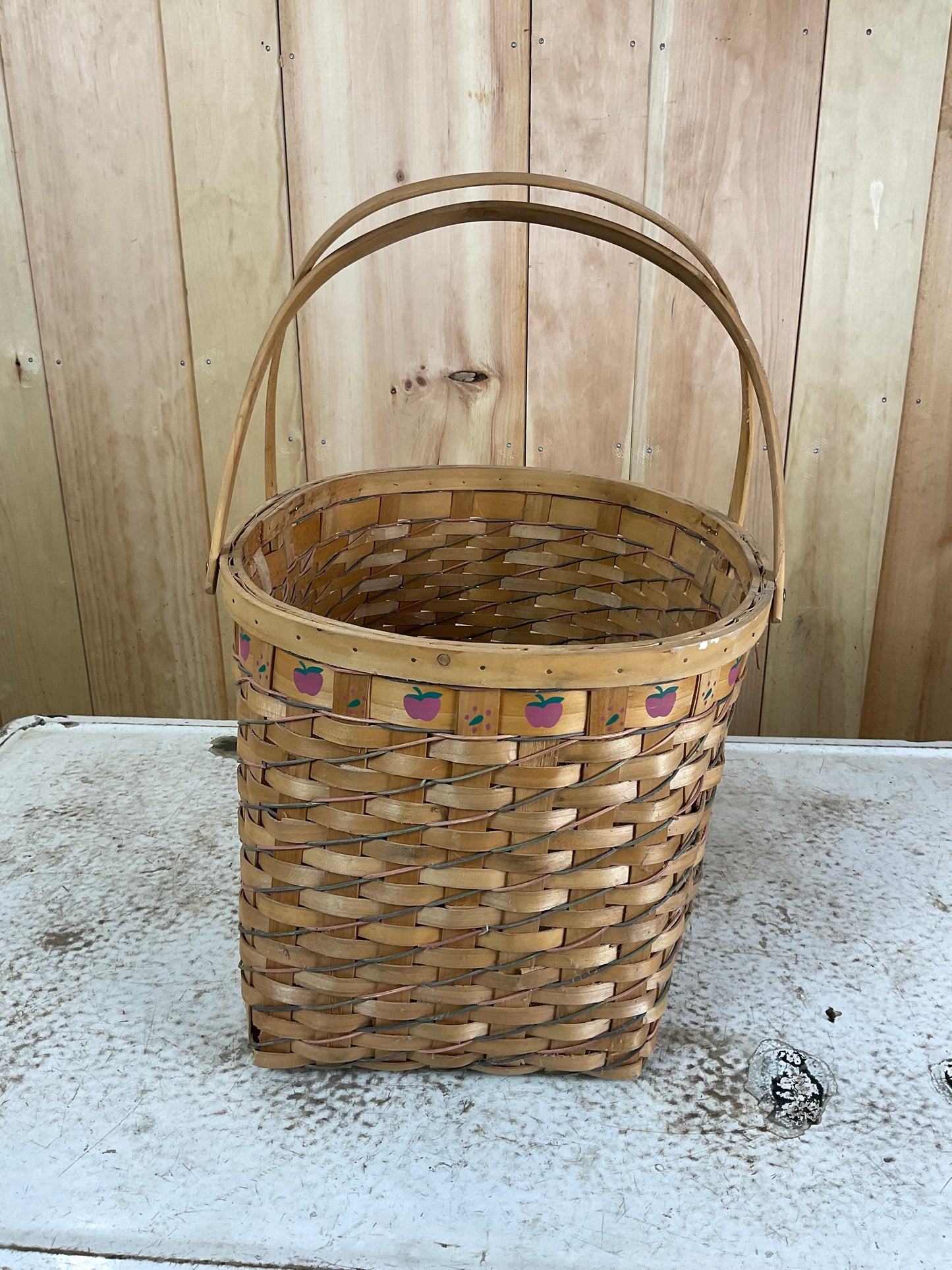 Wicker Basket with Wooden Handles