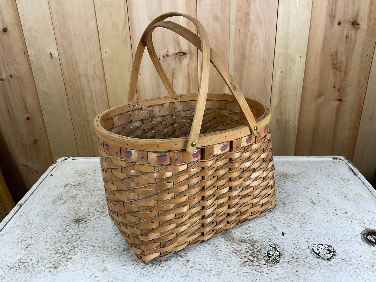 Wicker Basket with Wooden Handles