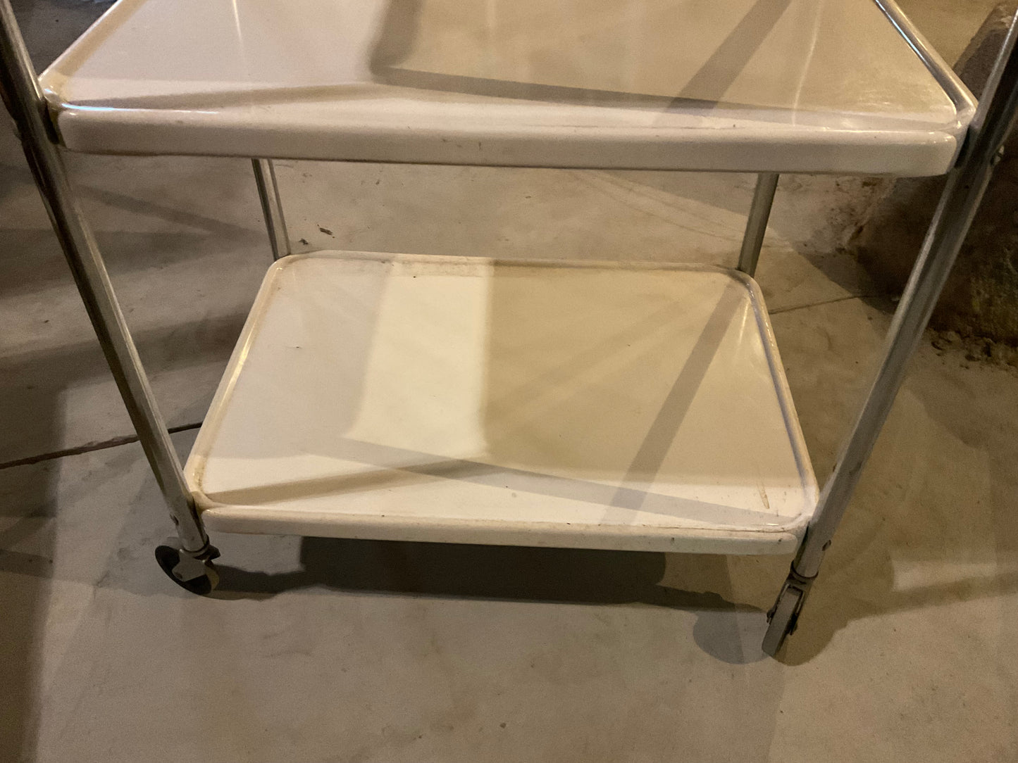 Vintage Enamel Medical 3-Shelf  Rolling Cart