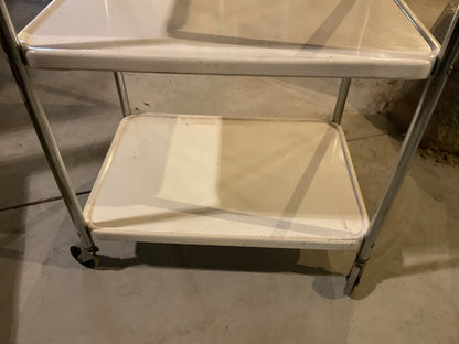 Vintage Enamel Medical 3-Shelf  Rolling Cart