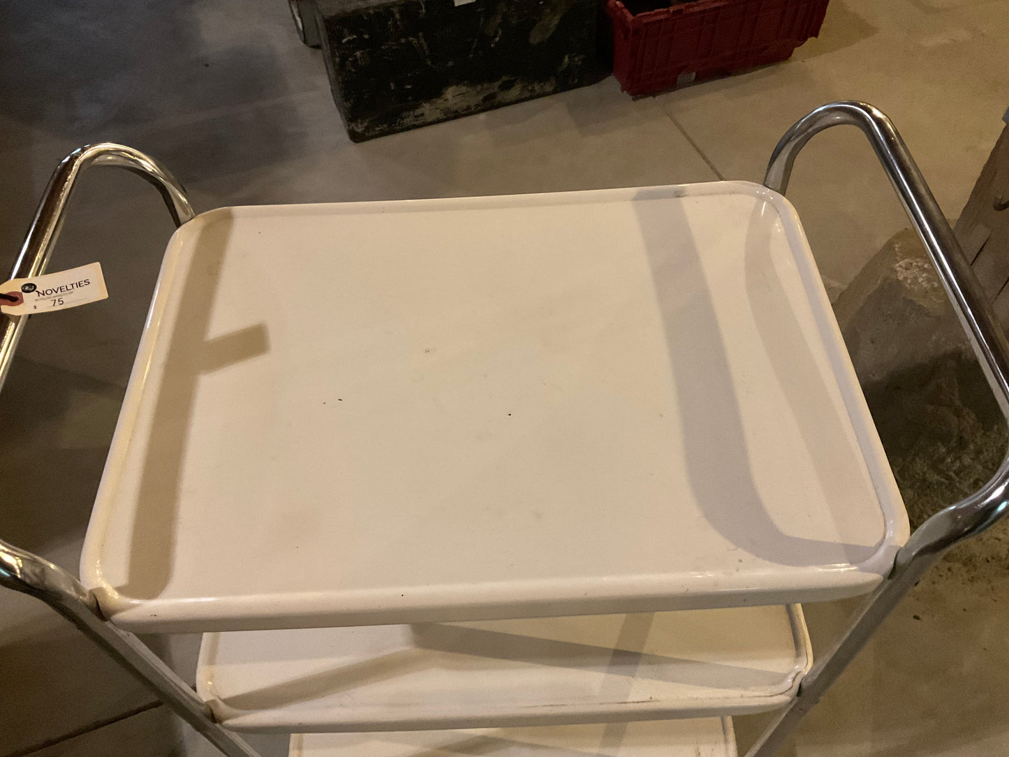 Vintage Enamel Medical 3-Shelf  Rolling Cart