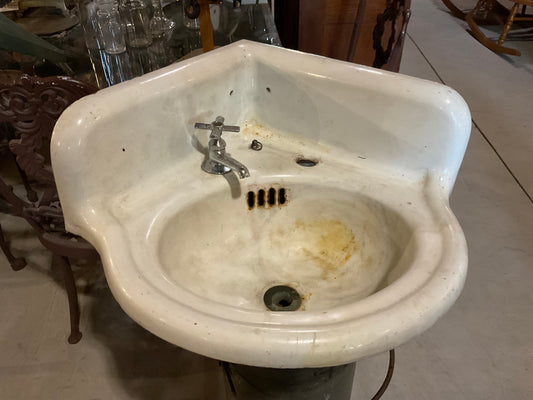 Vintage Porcelain Corner Sink