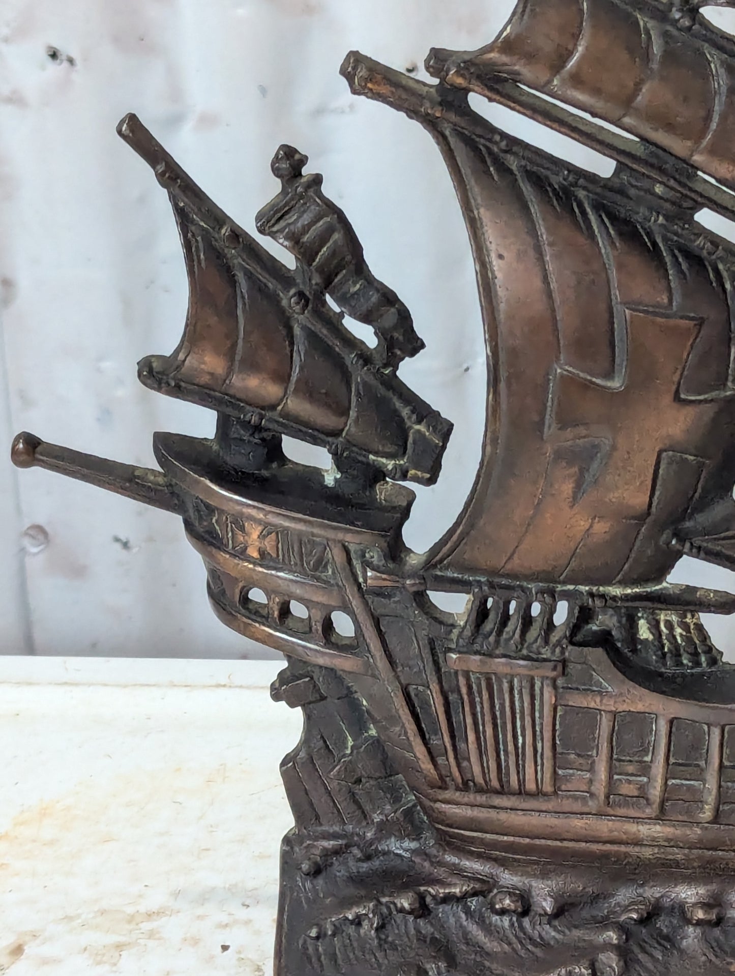 Vintage Cast Iron Florentine Sailing Ship Lamp Model 790