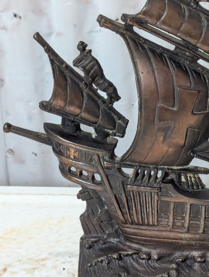 Vintage Cast Iron Florentine Sailing Ship Lamp Model 790