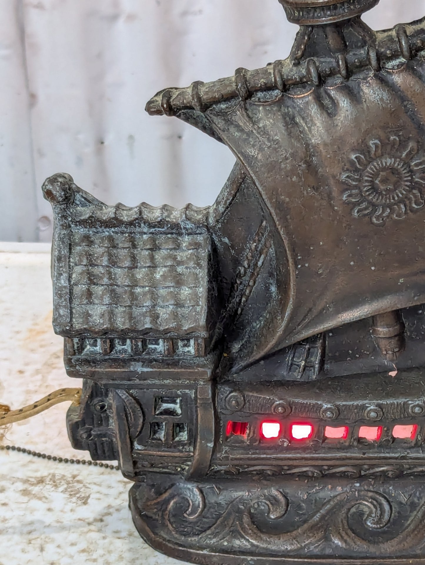 Vintage Cast Aluminum Sailing Ship Lamp