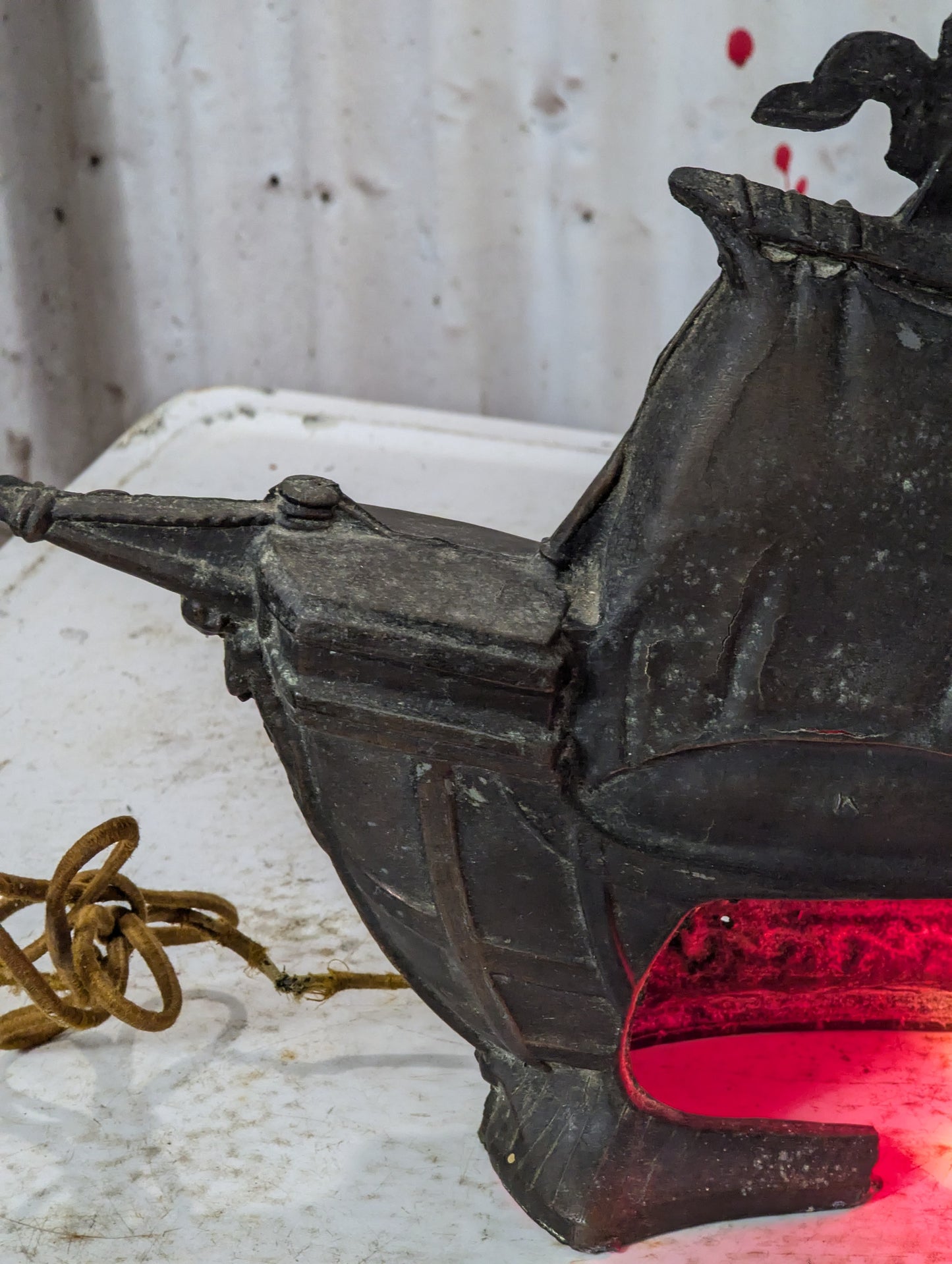Vintage Cast Aluminum Sailing Ship Lamp