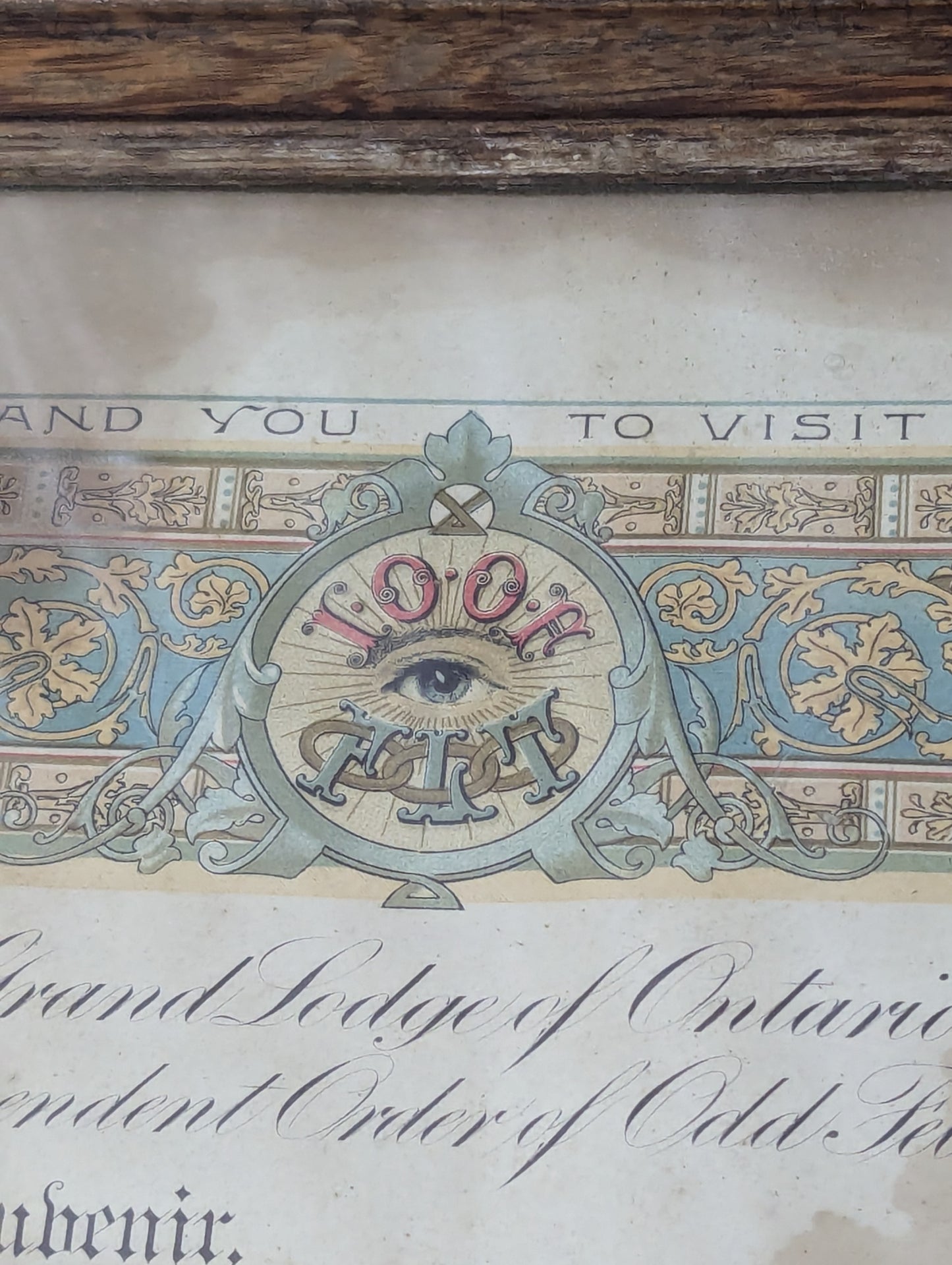 Odd Fellows Framed Document