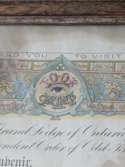 Odd Fellows Framed Document