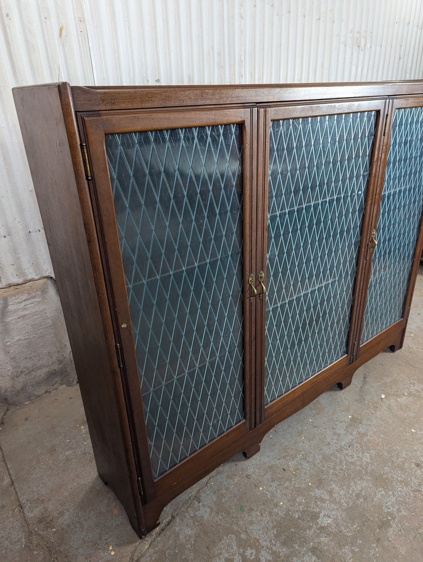 Antique George C. Flint Solid Oak 3-Door Triple Bookcase