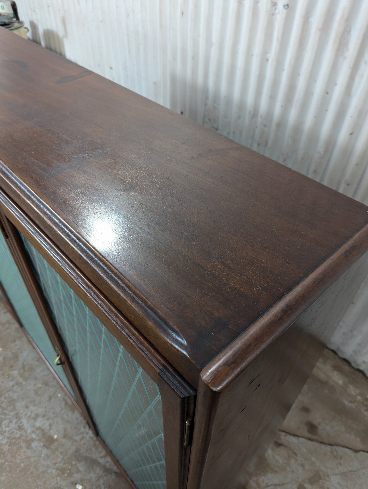 Antique George C. Flint Solid Oak 3-Door Triple Bookcase