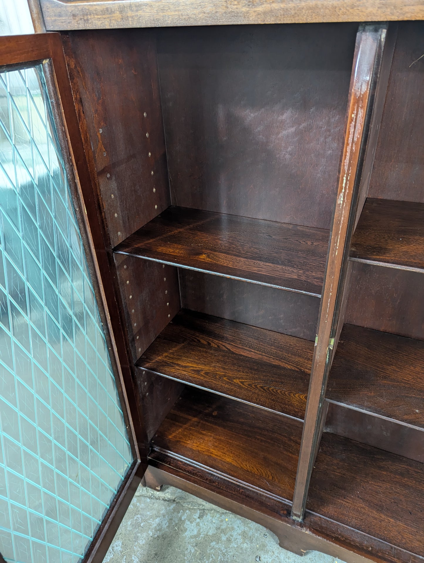 Antique George C. Flint Solid Oak 3-Door Triple Bookcase