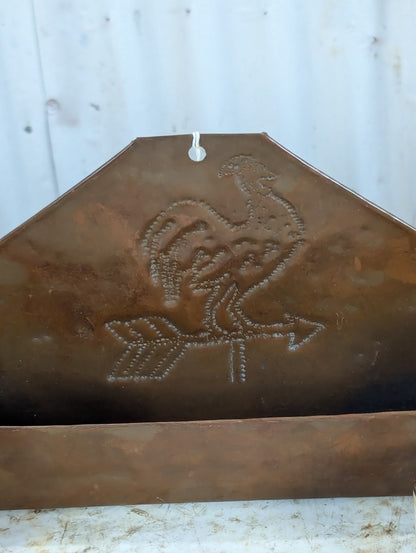 Vintage Hammered Copper Match Holder