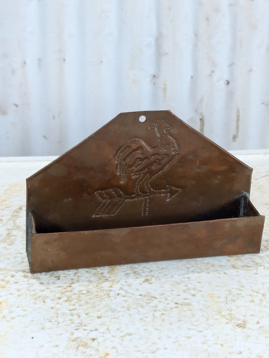 Vintage Hammered Copper Match Holder