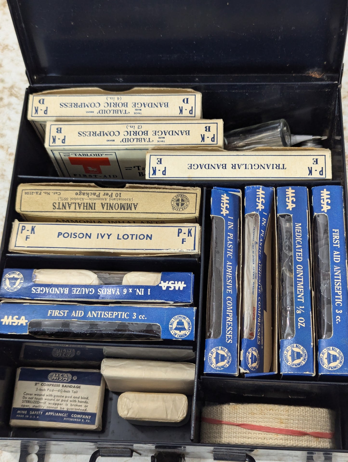 Vintage Bell Telephone of Canada First Aid Box and Contents