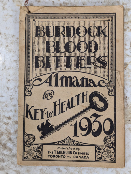 1930 Burdock Blood Bitters Almanac- Key to Health