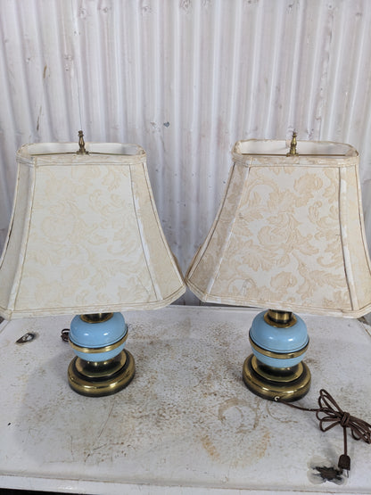Vintage Brass/CeramicTable Lamps with Shades