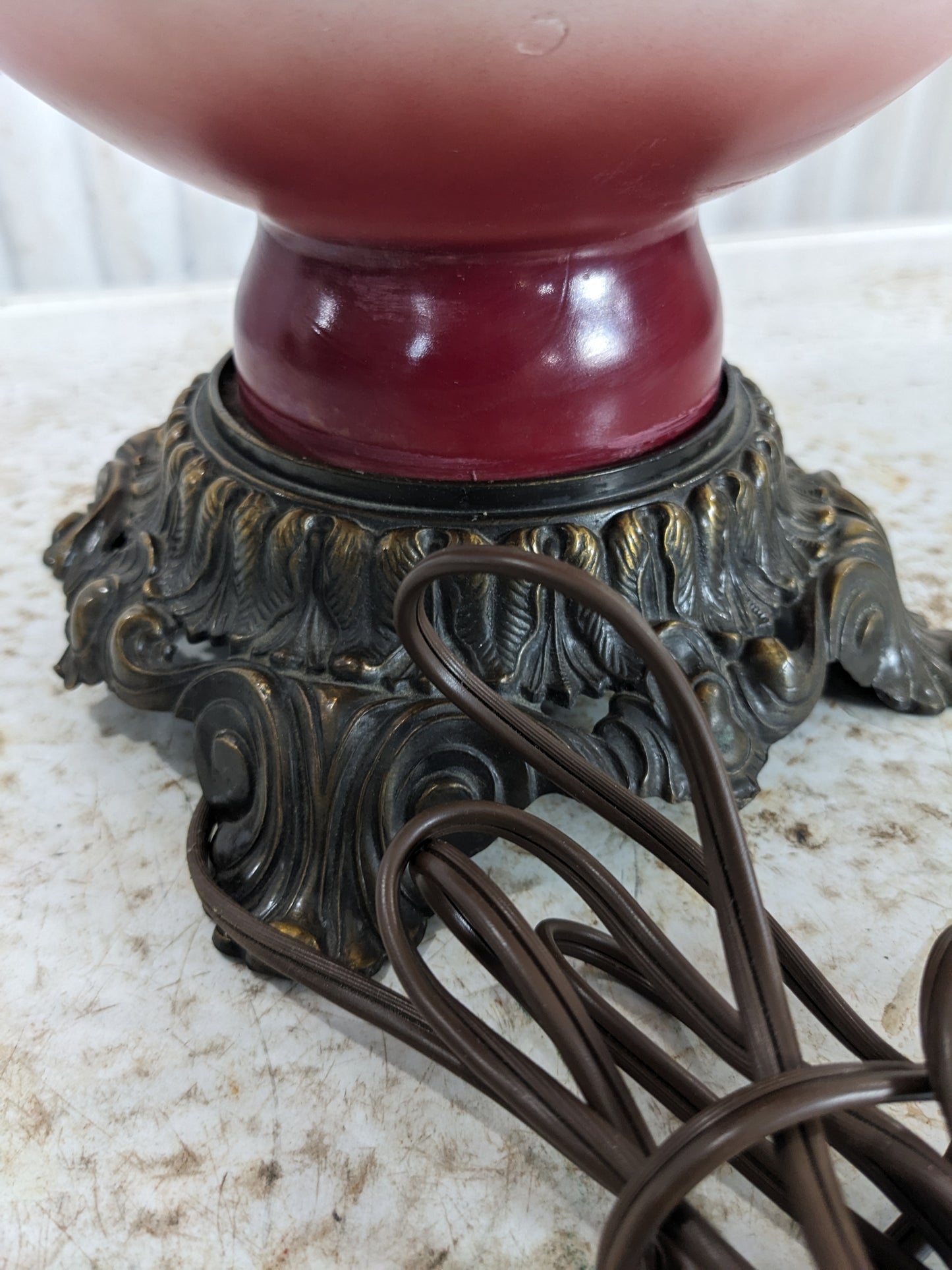 Vintage Electrified Flowered Lamp