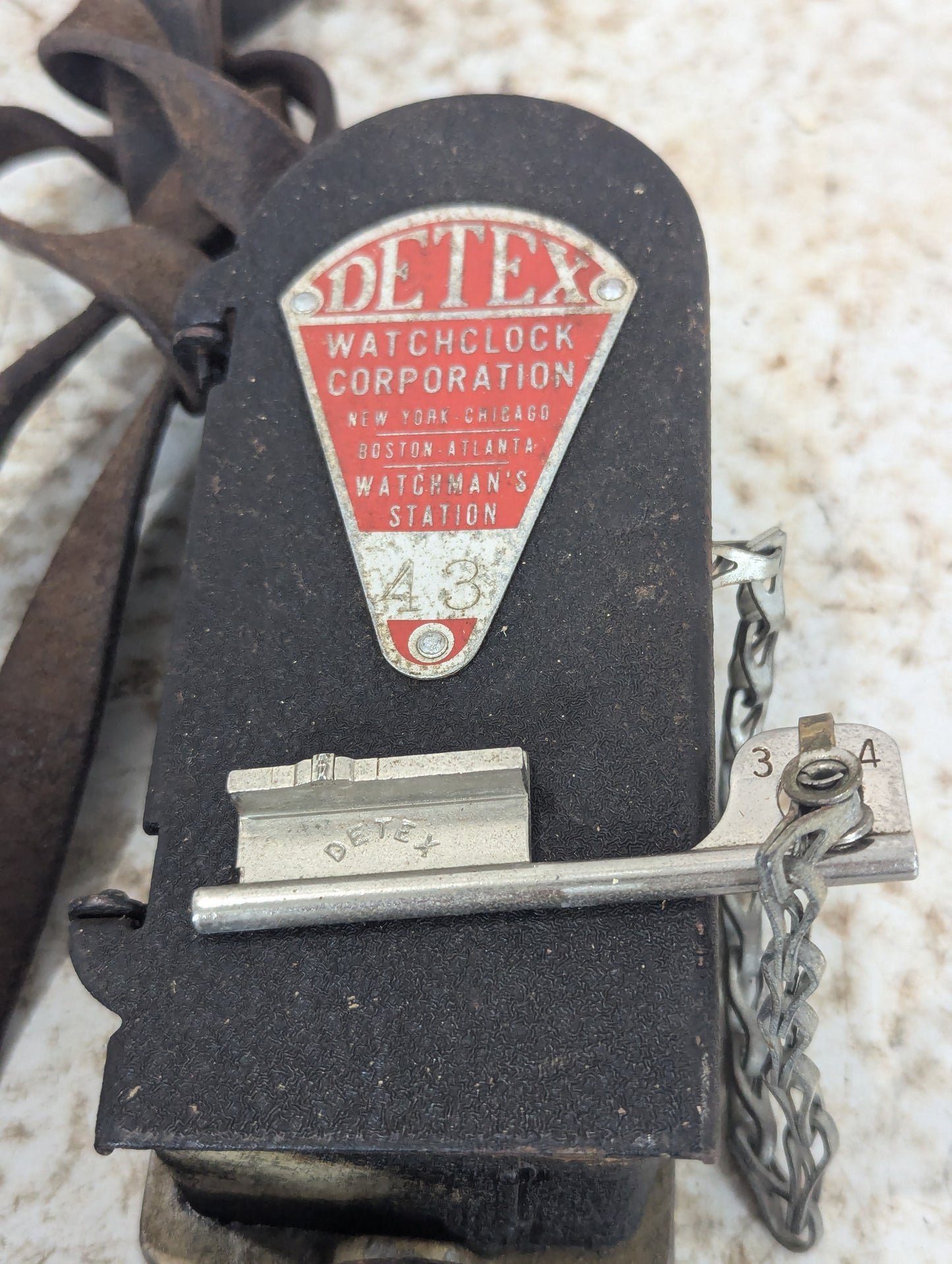 Set of Vintage Detex Watchclock & 2 Stations with Keys