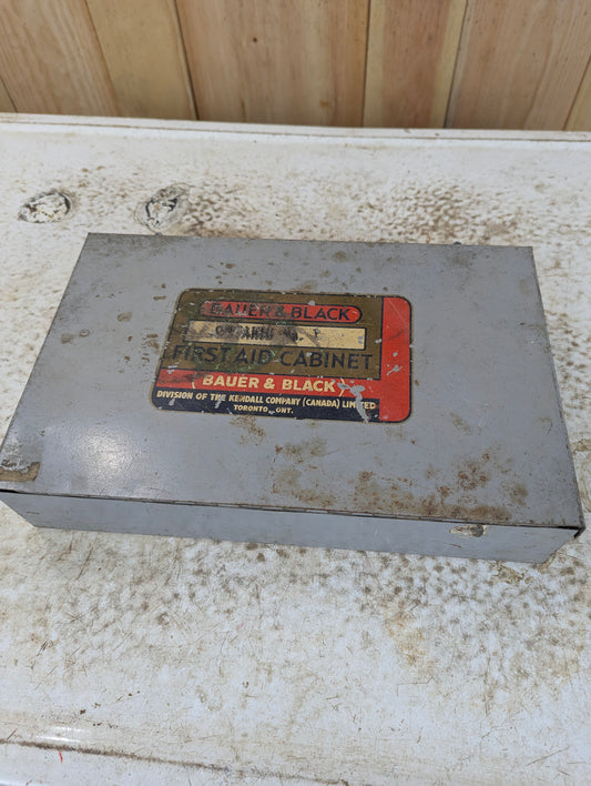 Vintage 1950’s Metal First Aid Kit with St. John Ambulance Handbook