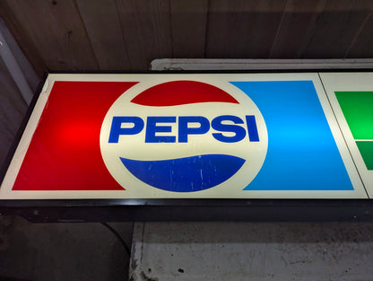 Large Retro Pepsi 7UP Light Up Sign Box