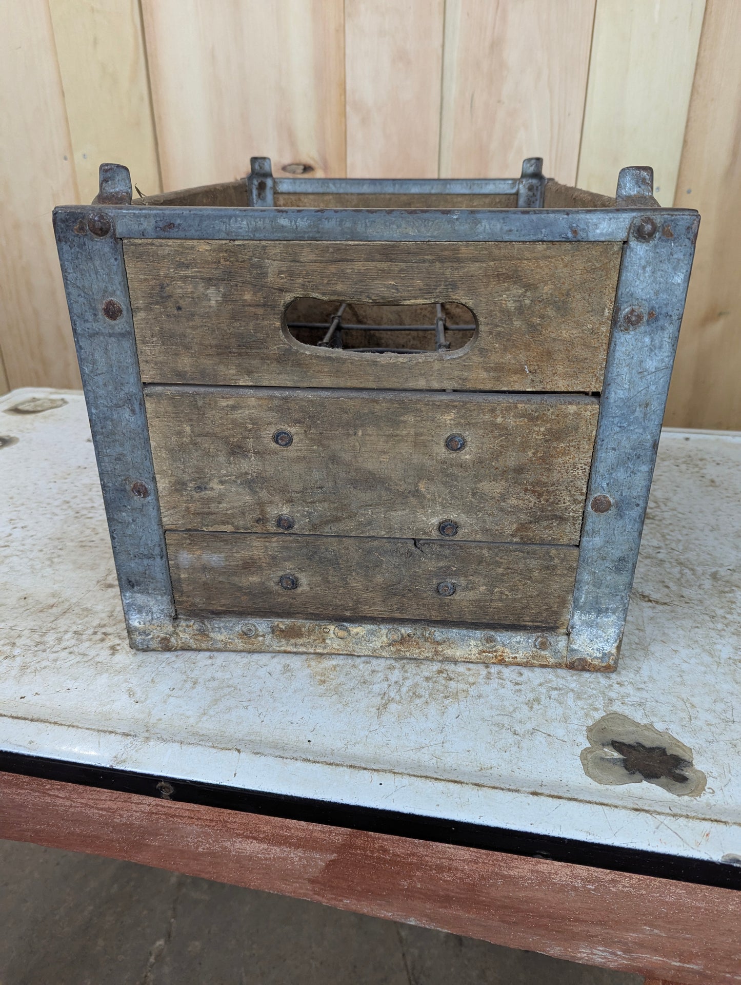 Vintage Wooden  Dairy Bottle Crate