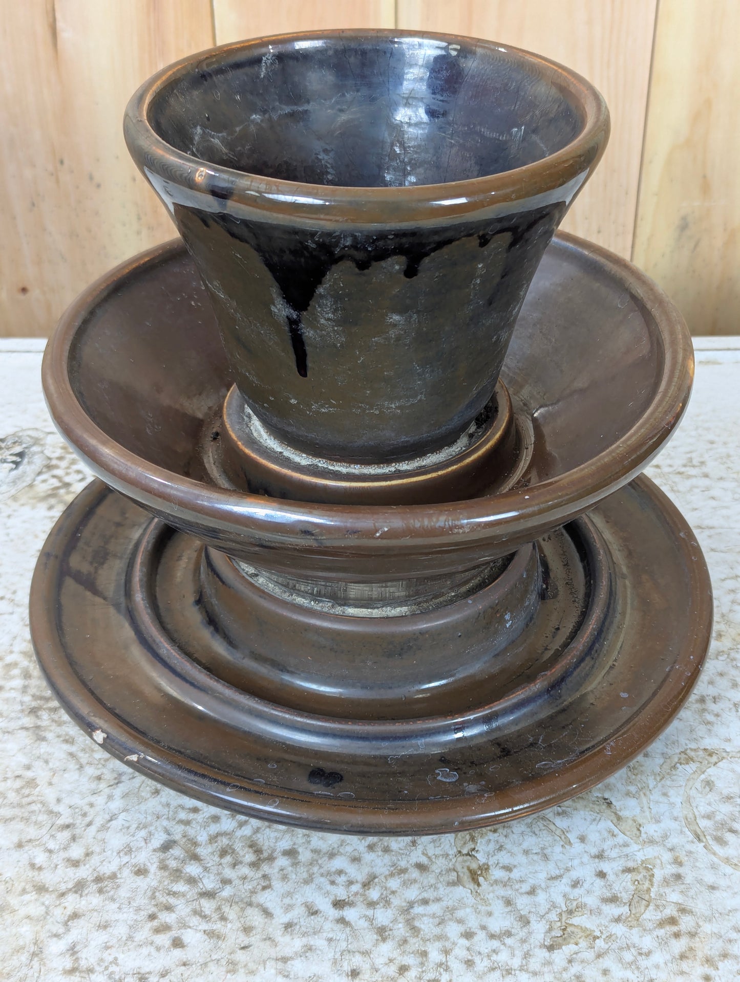 Large Brown 3-Tier Ceramic High Voltage Insulators