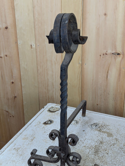 Pair of Antique Wrought Iron Andirons