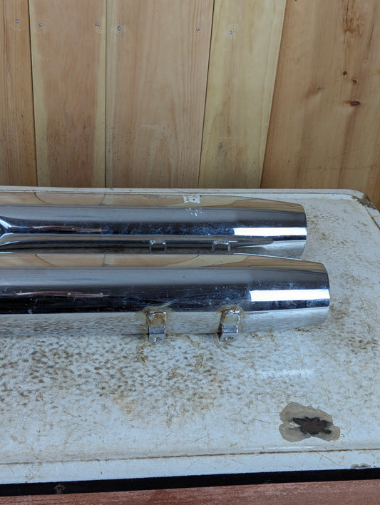 Pair of Authentic Harley Davidson Touring Chrome Exhaust Mufflers