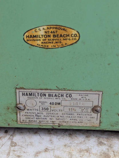 Vintage Hamilton Beach Jadeite 3-Head 40DM Milkshake Mixer